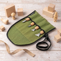 Chip Carving Knife Set in Tool Roll, 4 pcs