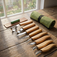 Wood Carving Tool Set in Tool Roll, 8 pcs