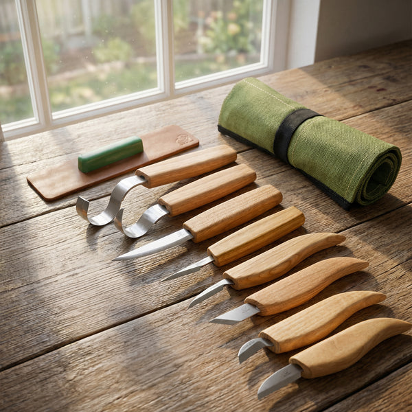 Wood Carving Tool Set in Tool Roll, 8 pcs