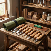 Wood Carving Tool Set in Tool Roll, 8 pcs