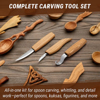 Left-Handed Spoon Carving Knife Set in Tool Roll, 3 pcs