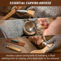 Spoon Carving Knife Set in Tool Roll, 3 pcs