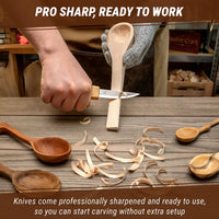 Spoon Carving Knife Set in Tool Roll, 3 pcs