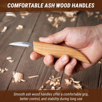 Left-Handed Spoon Carving Knife Set in Tool Roll, 3 pcs