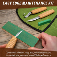 Spoon Carving Knife Set in Tool Roll, 3 pcs