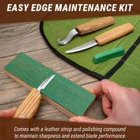Left-Handed Spoon Carving Knife Set in Tool Roll, 3 pcs