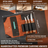 Premium Spoon Carving Knife Set, 3 pcs