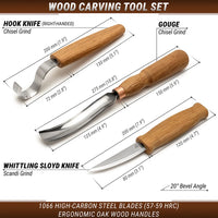 Spoon Carving Set with Gouge, 3 pcs