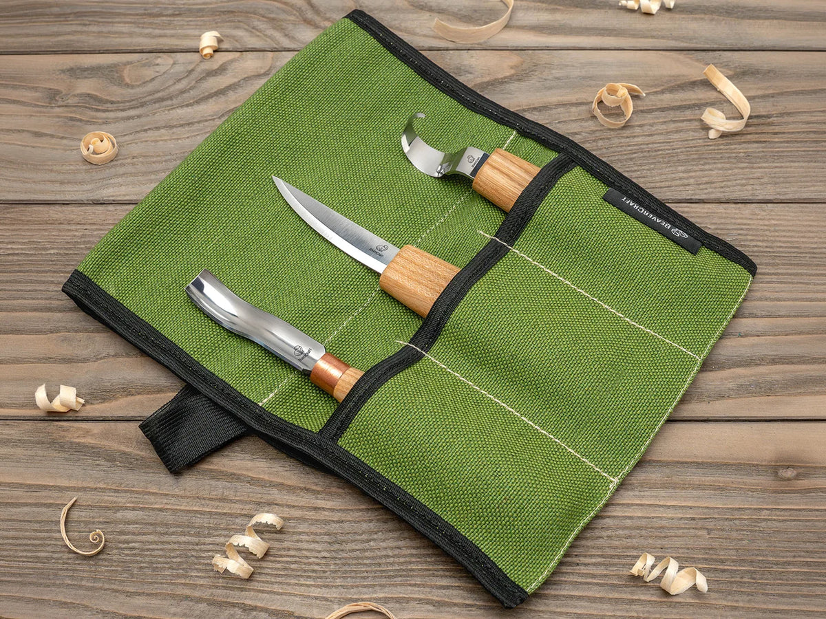 3-Piece Spoon Carving Tool Set – Beginner to Pro Wood Carving Set in Tool Roll – S14M