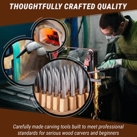 Spoon Carving Set with Gouge in Tool Roll, 3 pcs