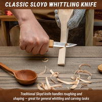 Spoon Carving Set with Gouge in Tool Roll, 3 pcs