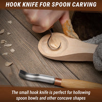 Spoon Carving Set with Gouge in Tool Roll, 3 pcs
