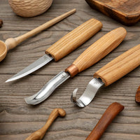 Spoon Carving Set with Gouge in Tool Roll, 3 pcs