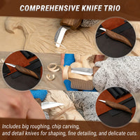 Premium Wood Carving Knife Set, 3 pcs