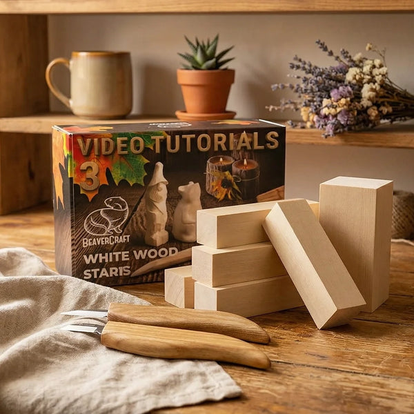 Whittling Knife Set with Basswood Blocks, 2 pcs