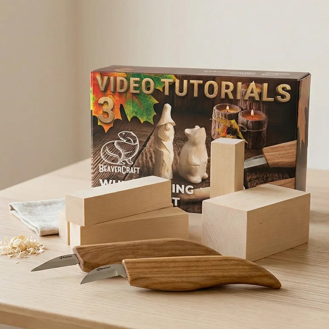 Whittling Knife Set with Basswood Blocks, 2 pcs