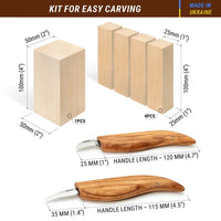 Whittling Knife Set with Basswood Blocks, 2 pcs
