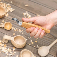 Spoon Carving Hook Knife – Oak Handle, 25 mm