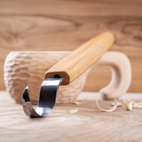 Spoon Carving Hook Knife – Oak Handle, 25 mm