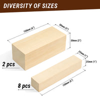 Basswood Carving Block Set, 10 pcs