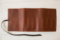 Leather Tool Storage Roll – 8-Slot Leather Roll-Up Tool Organizer – TR8X