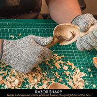 Hook knife for wood carving with sheath