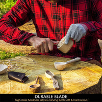 Hook knife for wood carving with sheath