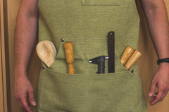 Adjustable Green Canvas Work Apron – Durable Workshop & Craft Apron / AP1