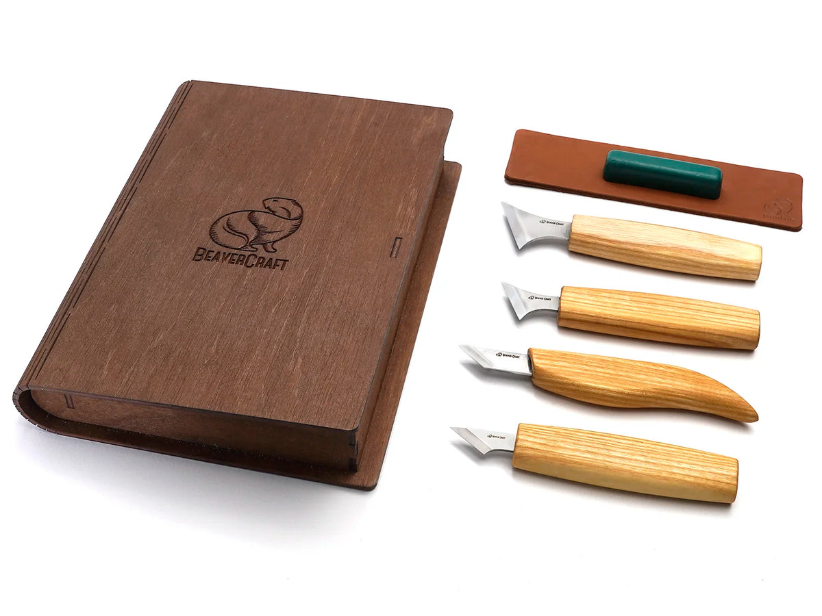 Chip Carving Knives Set in a Book Case - S05 Book