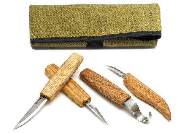 Left-Handed Whittling, Detail & Spoon Knife Set, 4 pcs