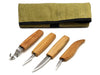 4-Piece Wood Carving Knife Set  – Whittling, Detail & Spoon Carving Knives Set in Tool Roll – S09
