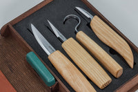 Wood & Spoon Carving Knife Set in Book Case, 4 pcs