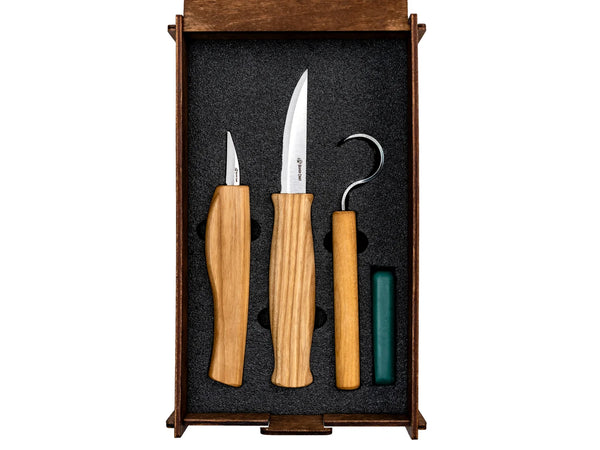 Left-Handed Spoon Carving Knife Set in Box, 3 pcs