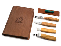 Left-Handed Spoon Carving Tool Set in Book Case, 4 pcs