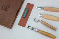 Left-Handed Spoon Carving Tool Set in Book Case, 4 pcs