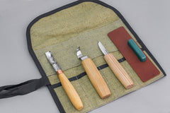 Left-Handed 3-Piece Spoon Carving Tool Set – Complete Spoon, Bowl & Kuksa Carving Set in Tool Roll – S38L