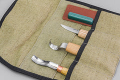 3-Piece Spoon Carving Tool Set – Complete Spoon, Bowl & Kuksa Carving Set in Tool Roll – S38