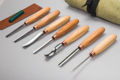 7-Piece Wood Carving Tool Set – Extended Wood Carving Gouge Chisel Set in Tool Roll – SC03